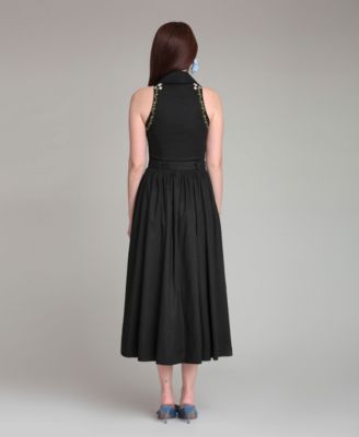 Women's Tie Neck Collared Midi Dress