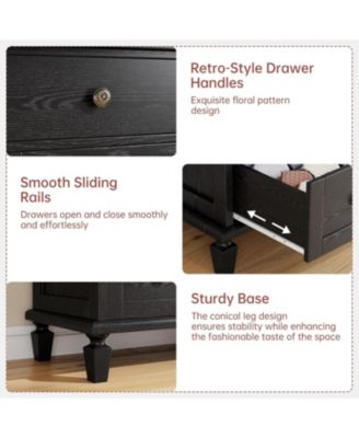 Vintage Drawer Wooden Dresser with Tapered-Leg Support, Tall Bedroom Chest for Living Room Storage