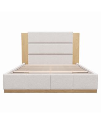 Elegant Upholstered Platform Bed with Extended Headboard