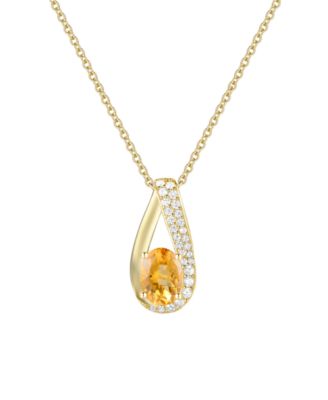 Citrine (3/4 ct. t.w.) & Lab Grown White Sapphire (1/6 ct. t.w.) Pendant Necklace in 14k Gold Over Sterling Silver (also in Sterling Silver)