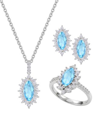 3-Pc. Amethyst (3 ct. t.w.) & Lab Grown White Sapphire (1-7/8 ct. t.w.) Ring, Earring & Necklace in Sterling Silver (also in Other Gemstones)