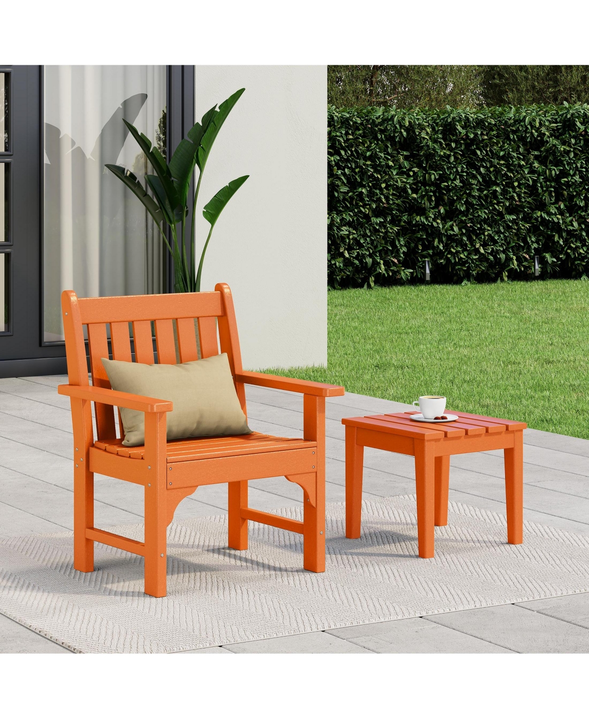 WestinTrends Outdoor Patio 2-Piece Hdpe Adirondack Garden Chair with Square Side Table Set