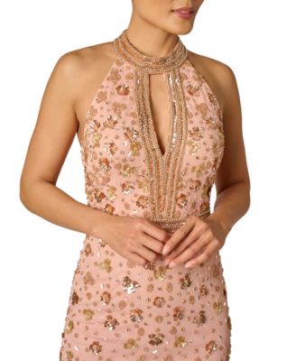 Women's Embellished Detail Halter Neck Gown