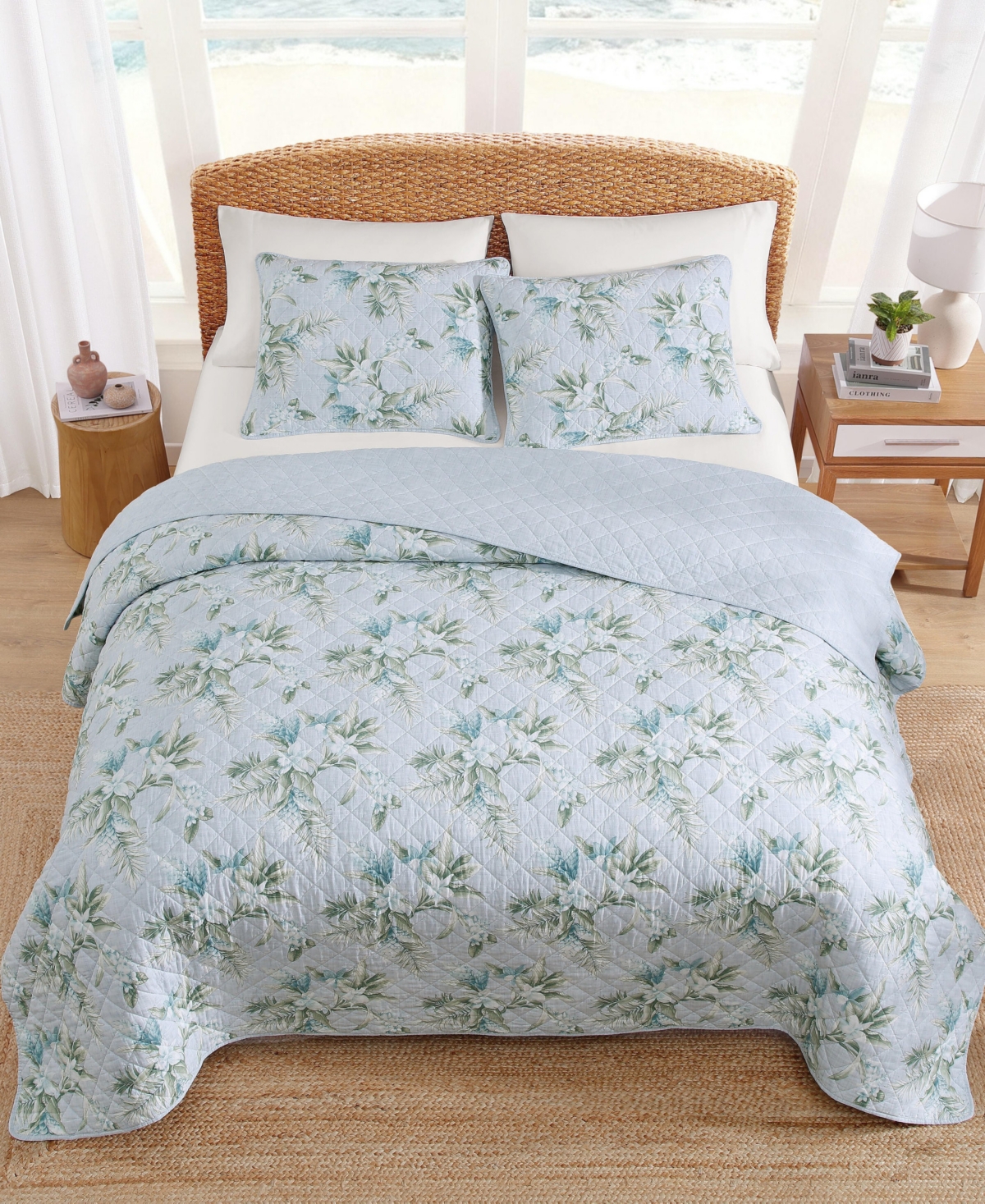 Tommy Bahama Home Floral Enchantment Cotton Reversible 3-Pc. Quilt Set, King