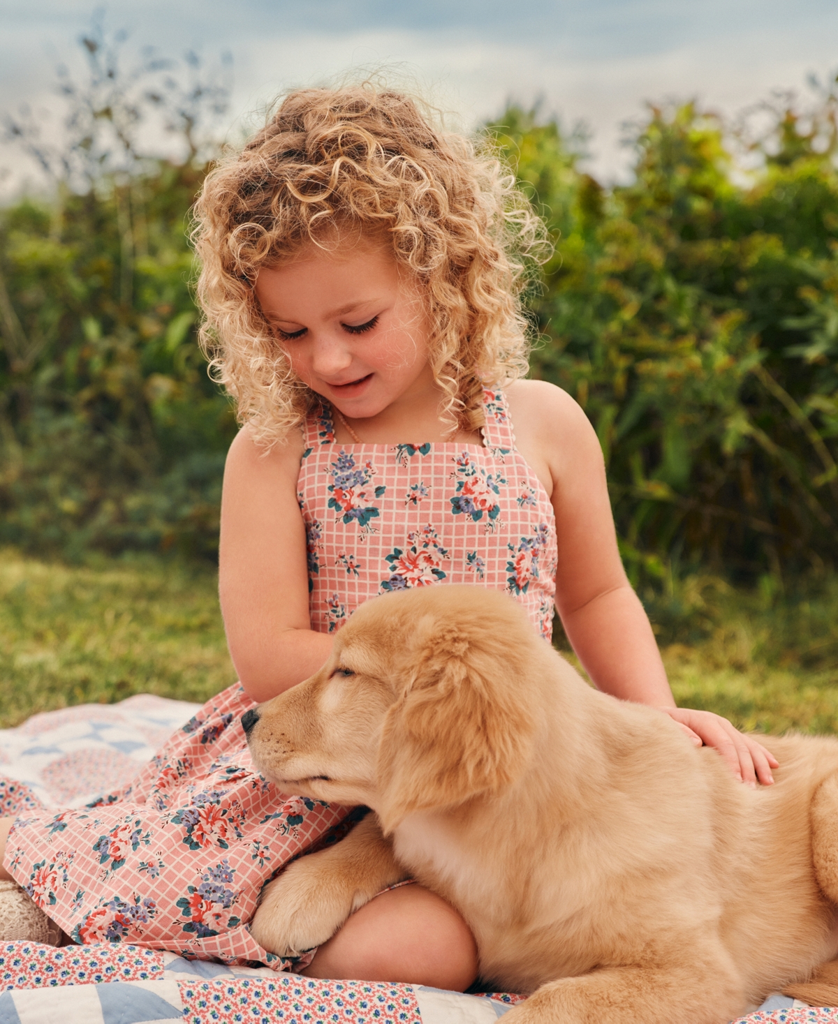 Polo Ralph Lauren Girls' 2-6X Floral-Print Slub Square Neck Dress