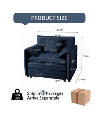 Oversized 41.73" Chenille Armchair with 1 Pillow, Modern Modular Reading Chair for Living Room or Bedroom, Deep-Seat DIY Sectional