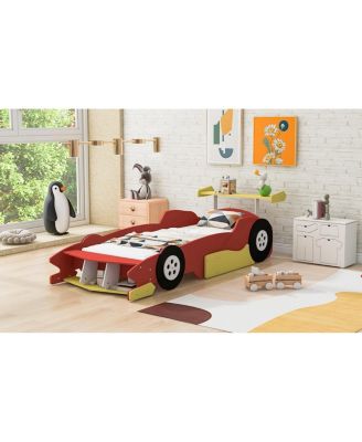 Streamdale Twin Size Race Car-Shaped Platform Bed with Wheels