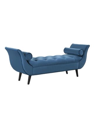 Upholstered Velvet Bench with 2 Pillows and Rolled Arms