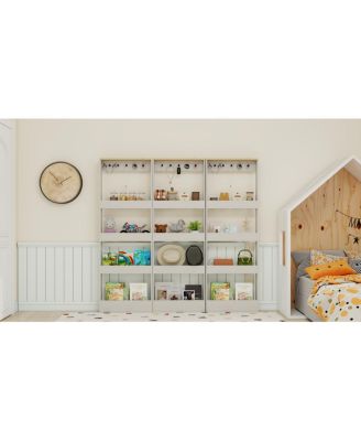 Behind The Door 69" Bookcase with 4 Shelves, 5 Hooks