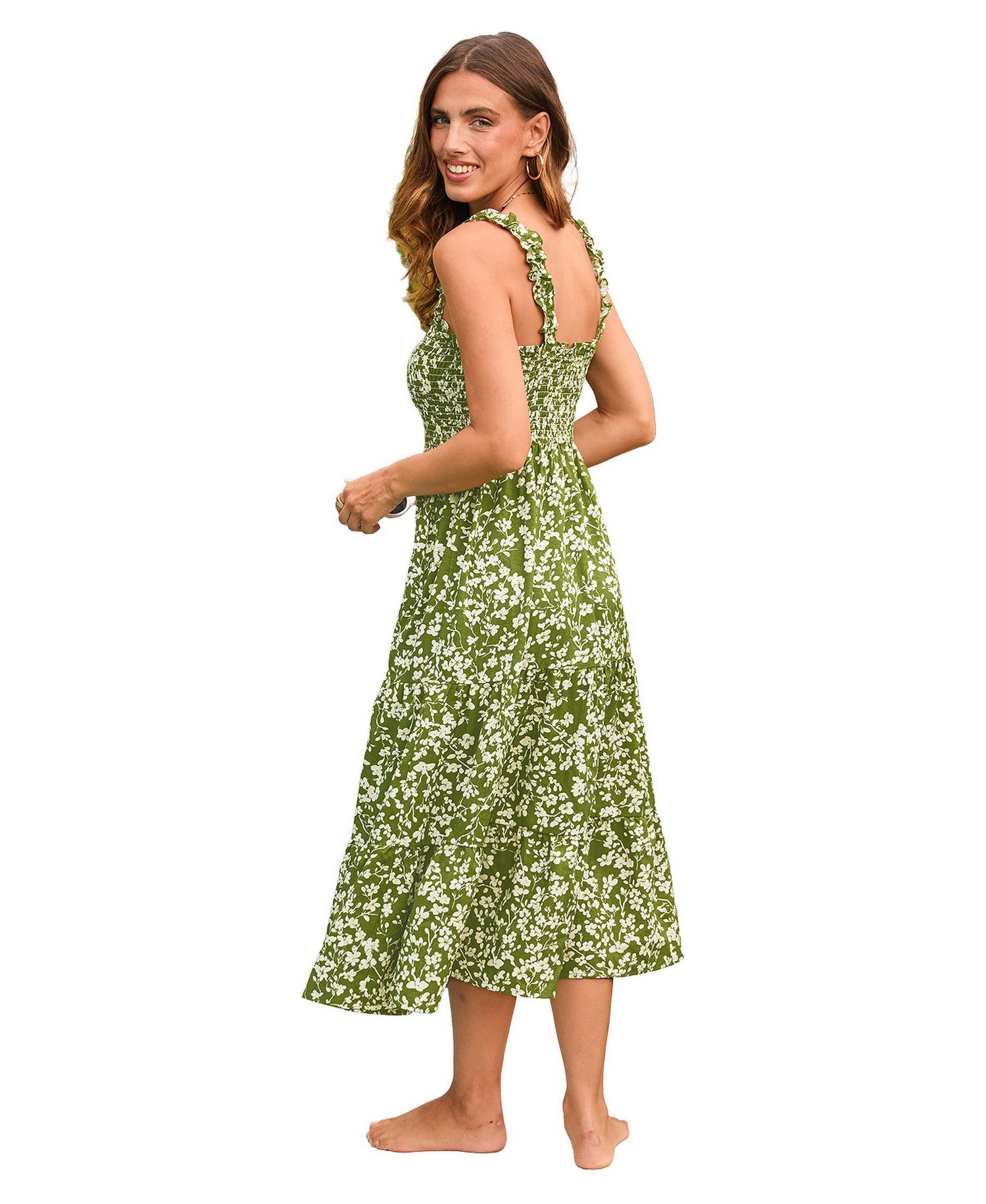 Women's V-Neck Pull-On Smocked Beach Dress