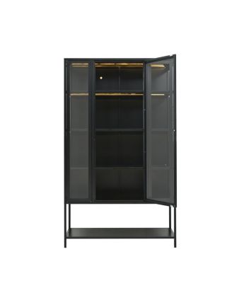 Iron Display Cabinet with Glass Door and LED Lights