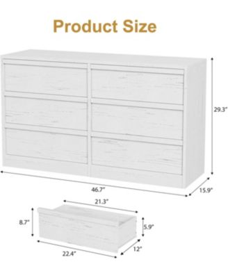 6 Drawer Dresser for Bedroom, Modern Double Dresser Organizer with 6 Drawers Large Storage, Wooden Chest of Drawers for Living Room, Nursery