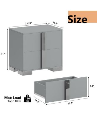 Modern End Table with Drawers and Metal Foot