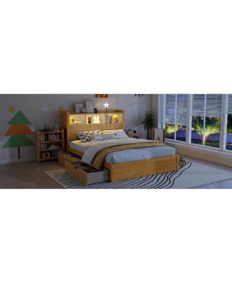 Full Size Storage Bed with LED Headboard and Drawers
