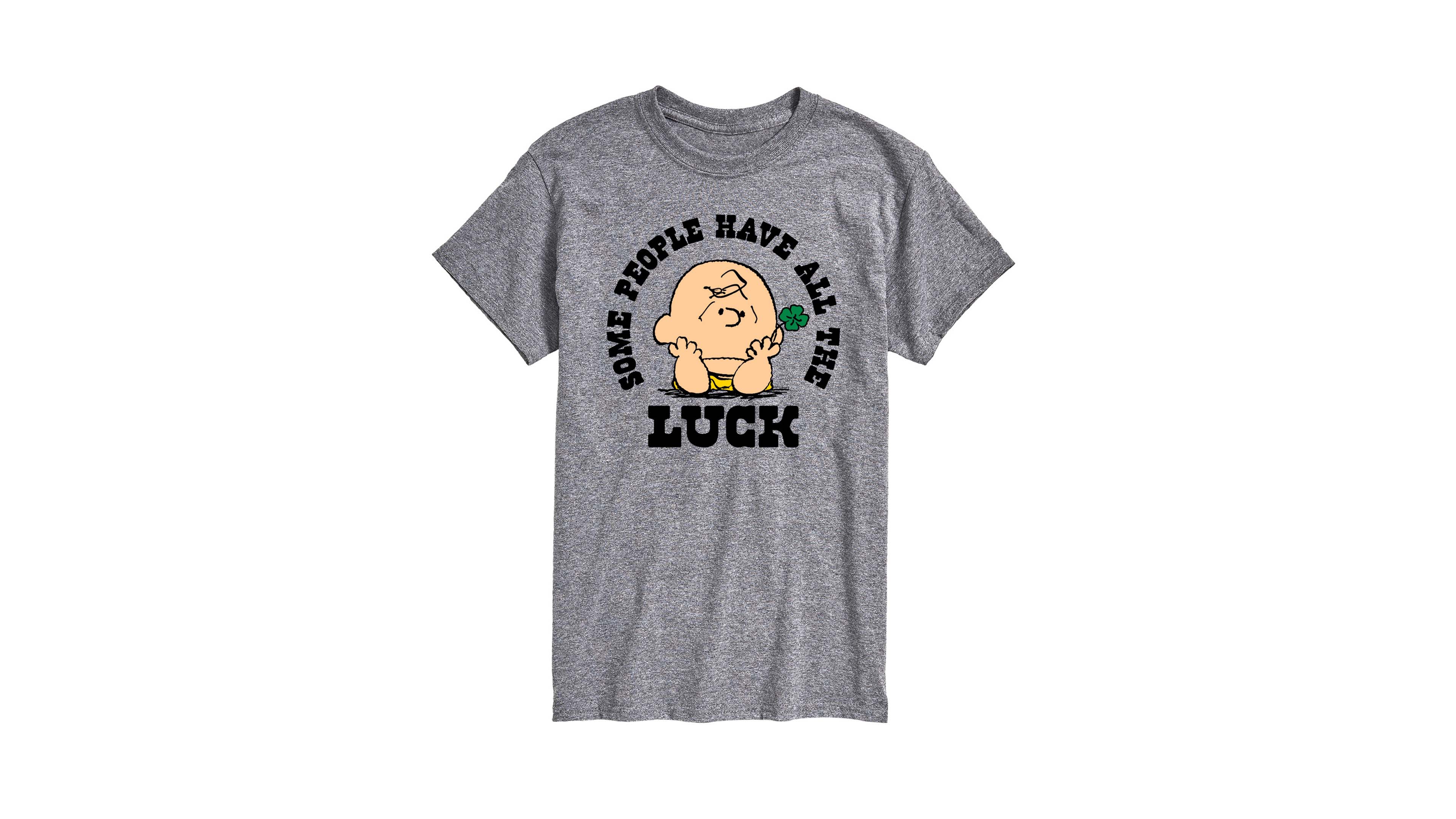 Airwaves Men's Peanuts All The Luck Short-Sleeve Graphic T-Shirt