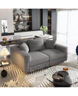 82.7" Plush Corduroy 3-Seat Sofa, Modern Comfy Upholstered Cloud Couch