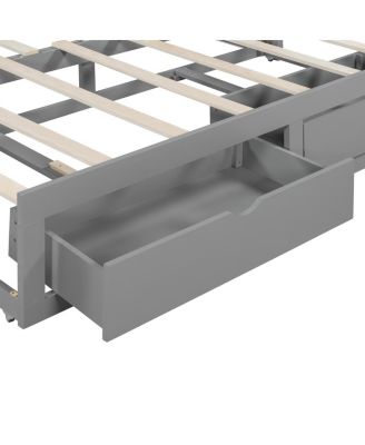 Wooden Daybed with Trundle & Storage Drawers, Extendable Sofa Bed