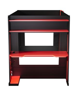 Wooden Gaming Bunk Bed with Desk, USB & LED Lights