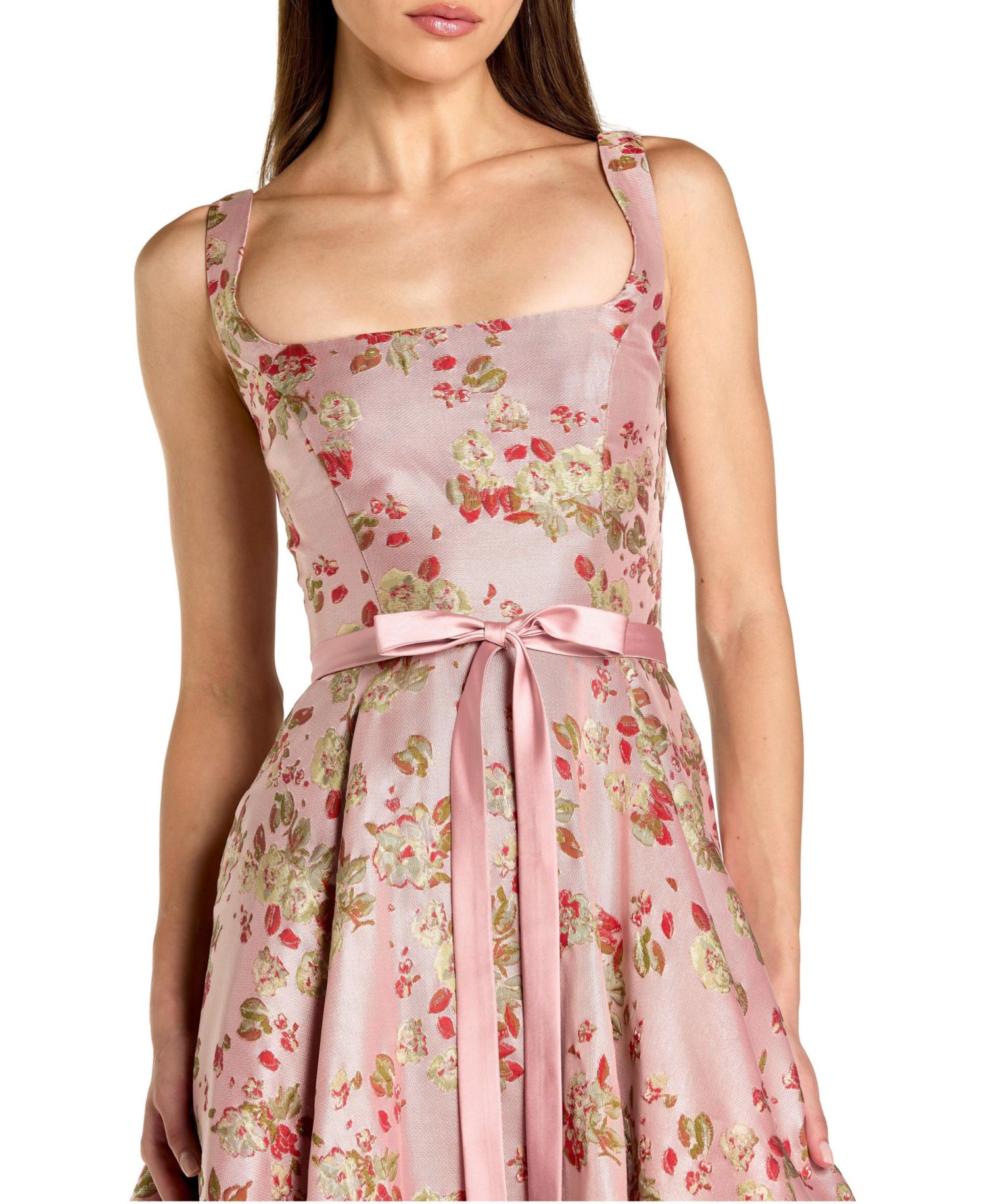 Women's Sleeveless Brocade A Line Midi Dress