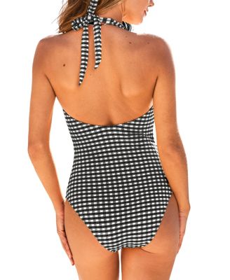 Women's Halter Tie Hook & Eye Closure Classic Coverage Swimsuit