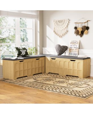 L-Shaped Modular Storage Bench with Cushion