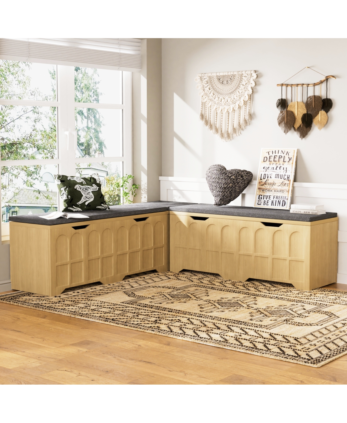 Streamdale Furniture L-Shaped Modular Storage Bench with Cushion