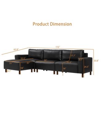 Modern Luxury Sectional Sofa Couch with Convertible Ottoman