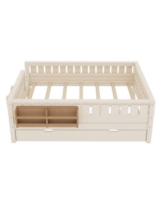 Bookshelf bed with stairs, safety rails, trundle