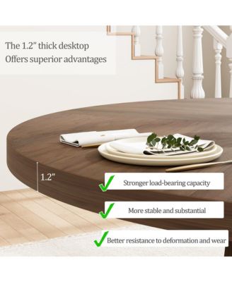 Round Dining Table for 4, 47 Inch Wooden Circle Dinner Table with Sturty Legs, 4 Parts of Tabletop, Round Kitchen Tables