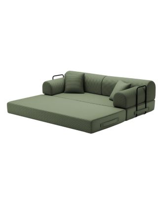 Convertible Sleeper Sofa Bed with Pillow, Corduroy Folding Mattress Couch