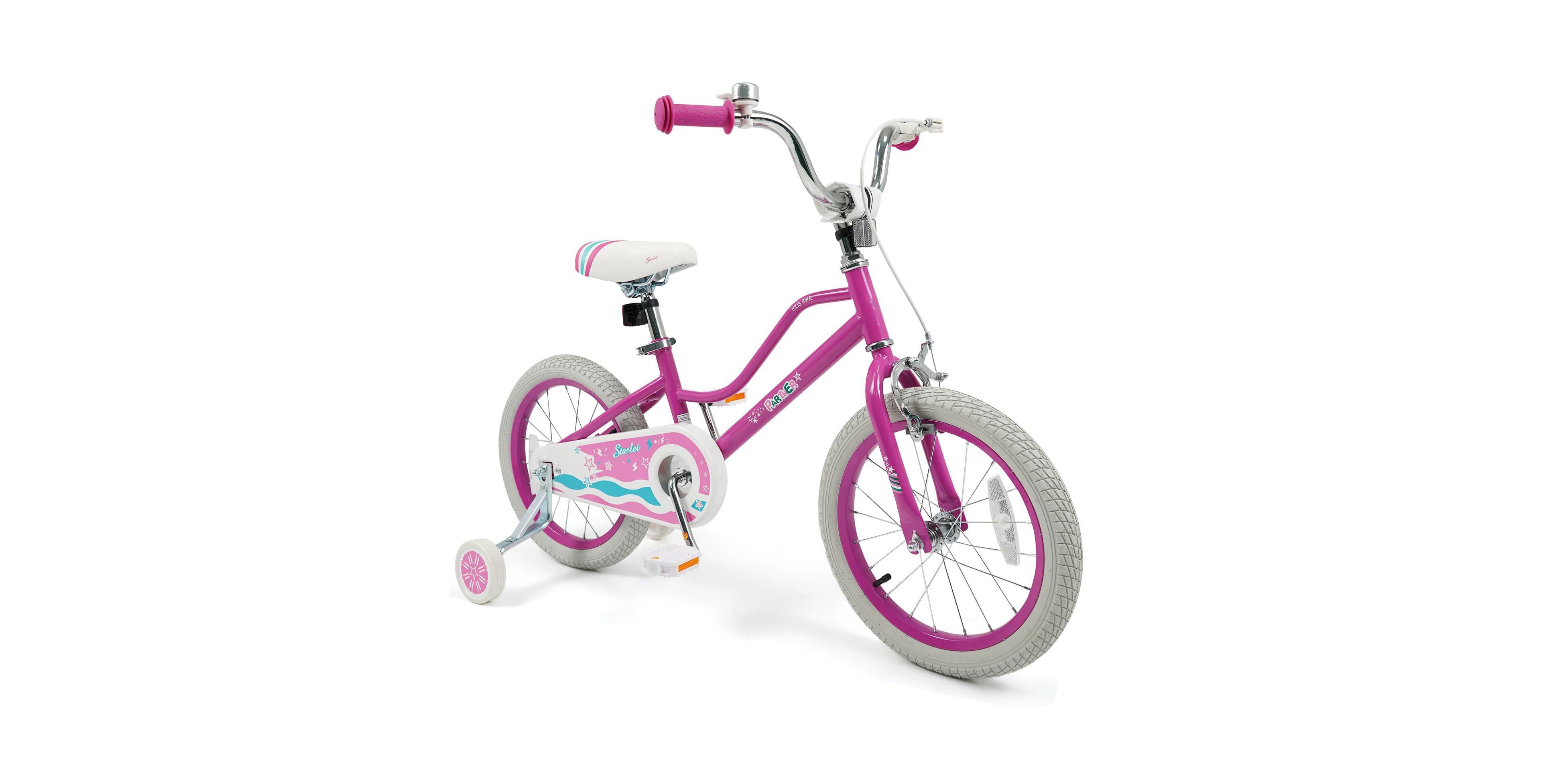 Mecale Starlight Wave 16" Steel & Rubber Adjustable-Handlebar Kids Bike with Training Wheels, Ages 3-8