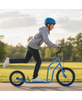 Youth Scooter with Adjustable Handlebar and 16/14-Inch Inflatable Wheels