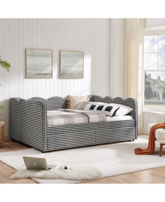 Streamdale Cozy Gingham Daybed with Storage Drawers, USB Port & Wave Design
