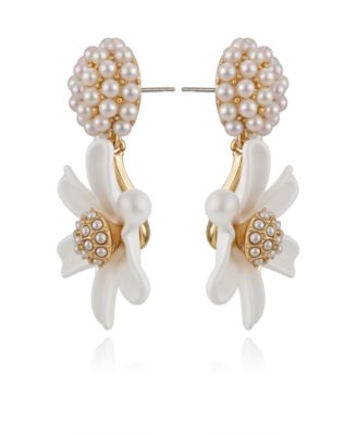 Daisy Imitation Pearl Drop Earrings