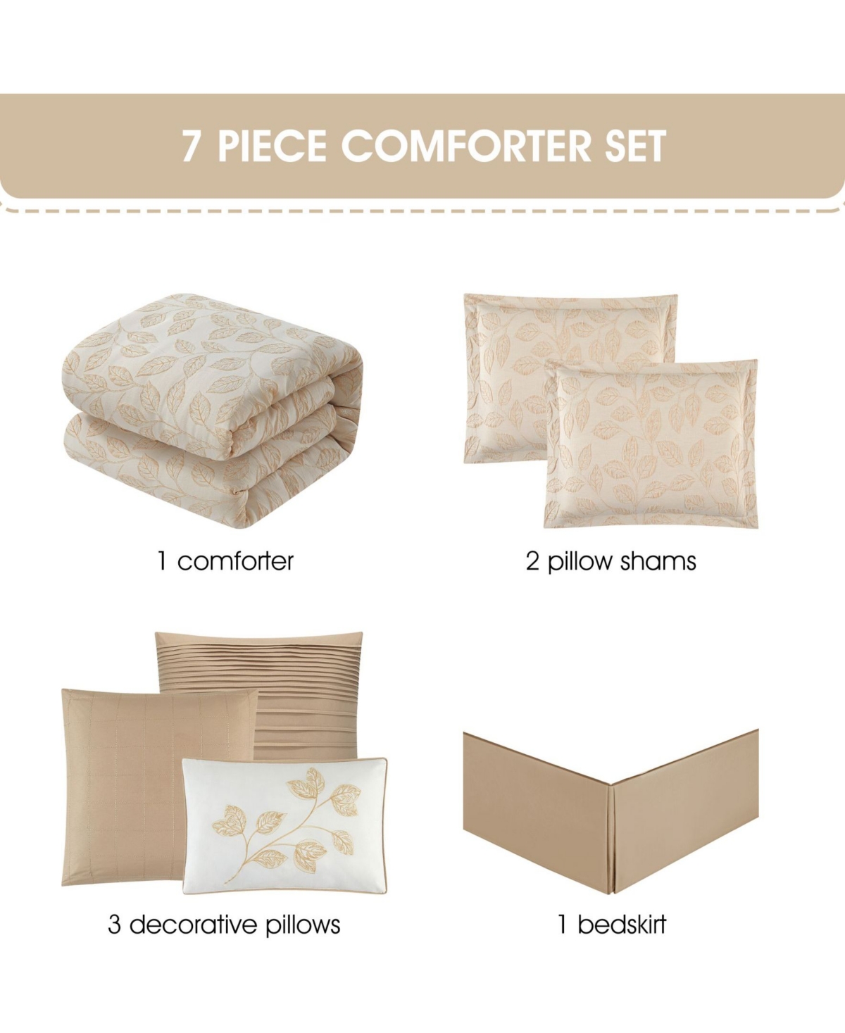 Stratford Park Kyrla Leaves 7-Pc. Comforter Set, California King