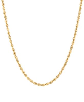 Hollow Rope Chain Necklace in 14k Yellow Gold