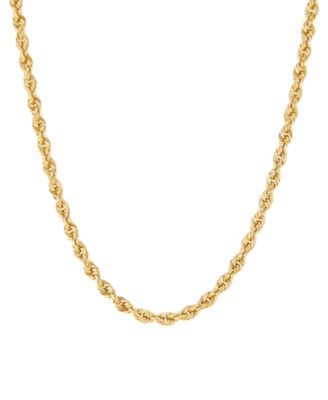 Hollow Rope Chain Necklace in 14k Yellow Gold