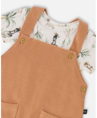 Baby Boys Cotton Jersey Onesie and Cotton Rib Shortall Set