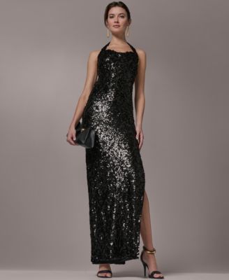 Women's Sequin Halter Neck Ball Gown