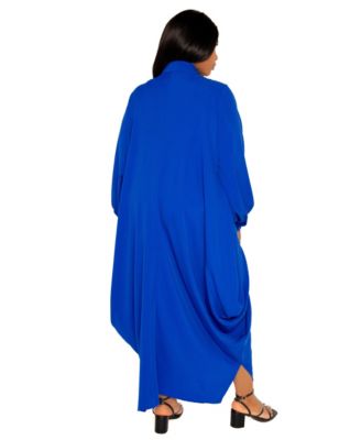 Women's Plus Size Contrast Print Drapy Shirt Maxi Dress