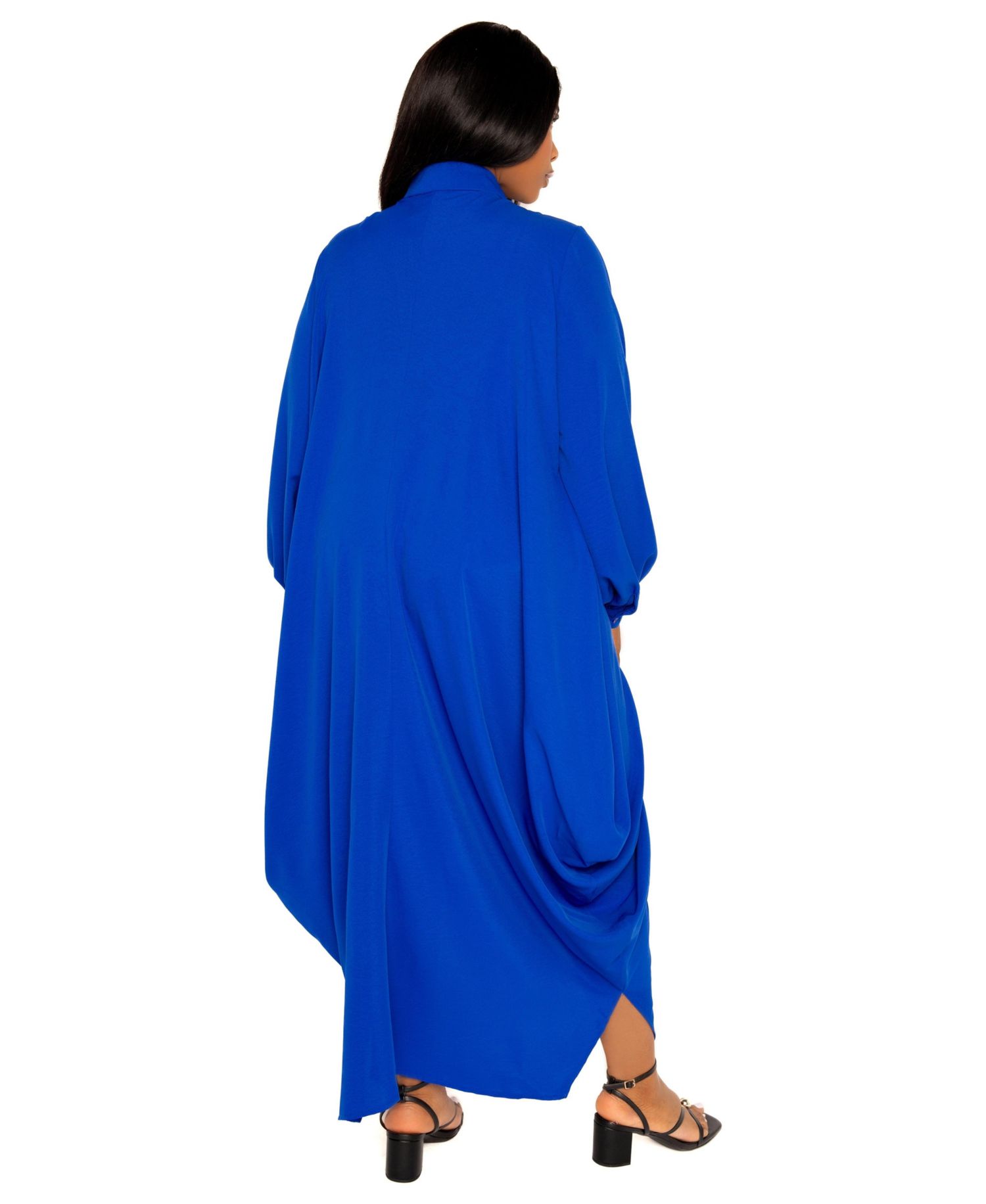 Women's Plus Size Contrast Print Drapy Shirt Maxi Dress
