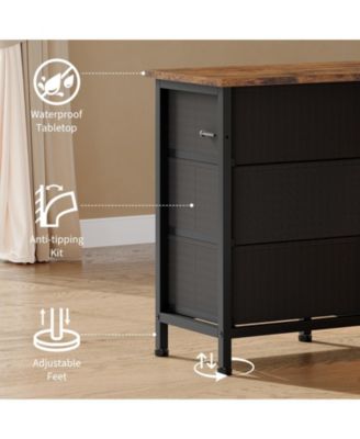 63 Inch TV Stand Dresser with 10 Drawers, Long Entertainment Center for TVs Up to 75 Inch, Fabric Storage Media Console