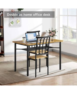 Dining Table Set for 4, Kitchen Table and Chairs for 4 with Wine Rack, Dining Room Table Set with 4 Chairs