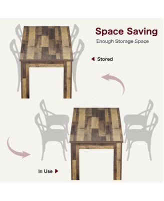 63" Dining Table for 4-6, Farmhouse Wood Kitchen Table with 4 Strong Legs, Large Thick Tabletop