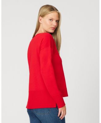 Women's Textured Heart & Bow Crewneck Sweater