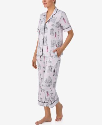 Women's Sleepwear Short-Sleeve Notch Collar, 2-Piece Set