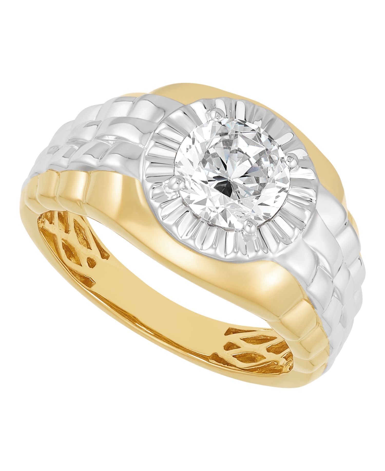 Lab Grown Diamond Solitaire Ring (2 ct. t.w.) in 14k Yellow Gold Plated Sterling Silver Rhodium