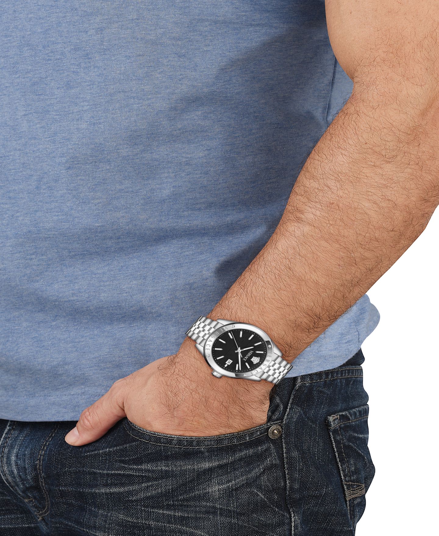 Мужские часы Versace Athletic Silver Stainless Steel Bracelet Watch, 41mm — фото 4