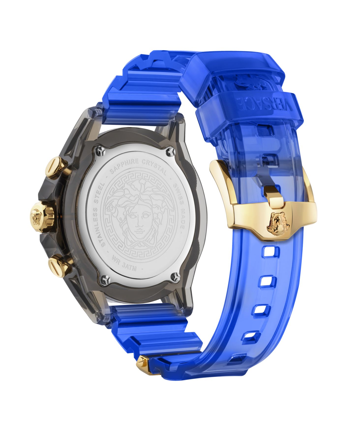 Мужские часы Versace Icon Active Transparent Black Polycarbonate Strap Watch, 44mm — фото 3