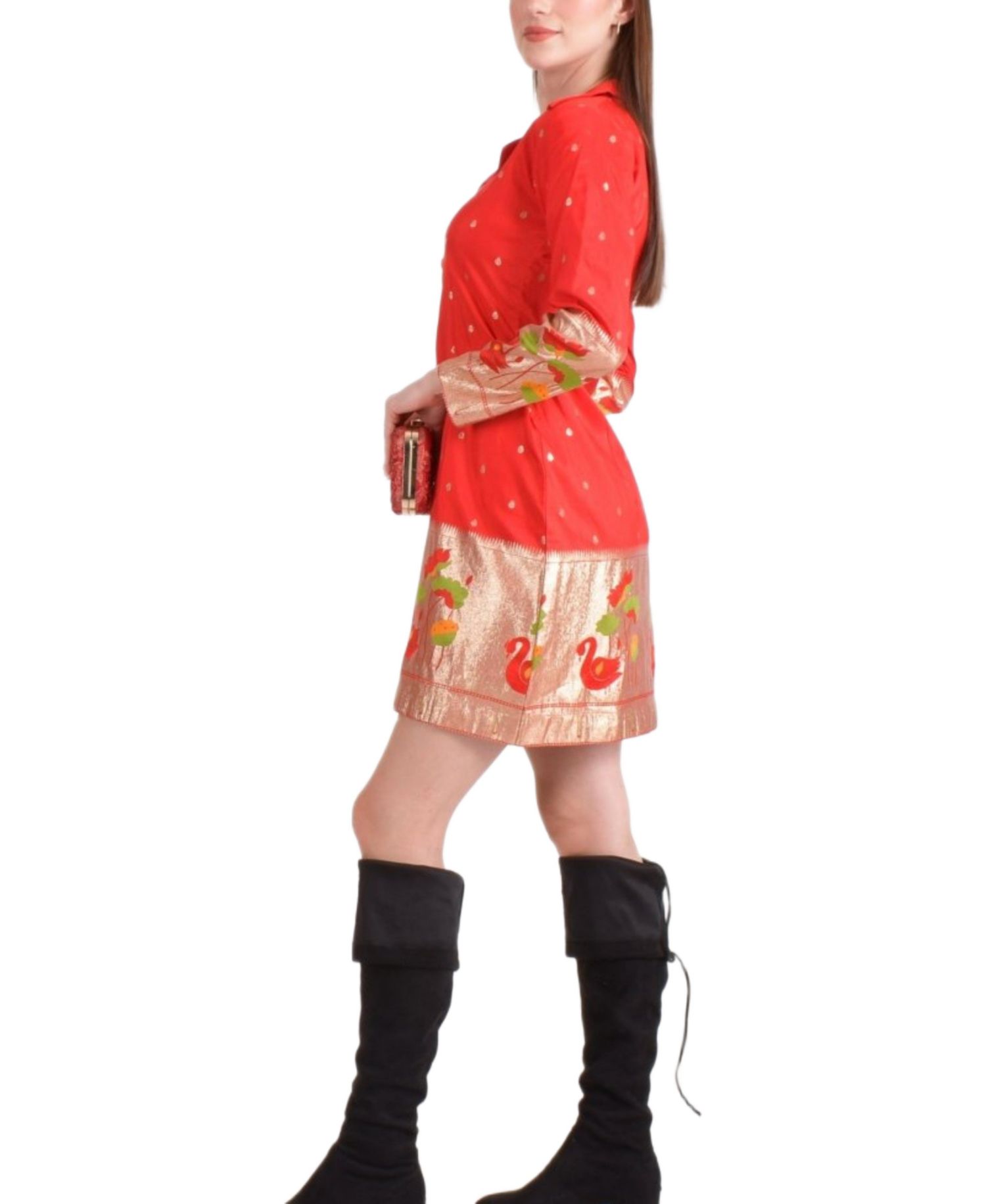 Women's Jacquard Butti Silk Mini Blazer Dress